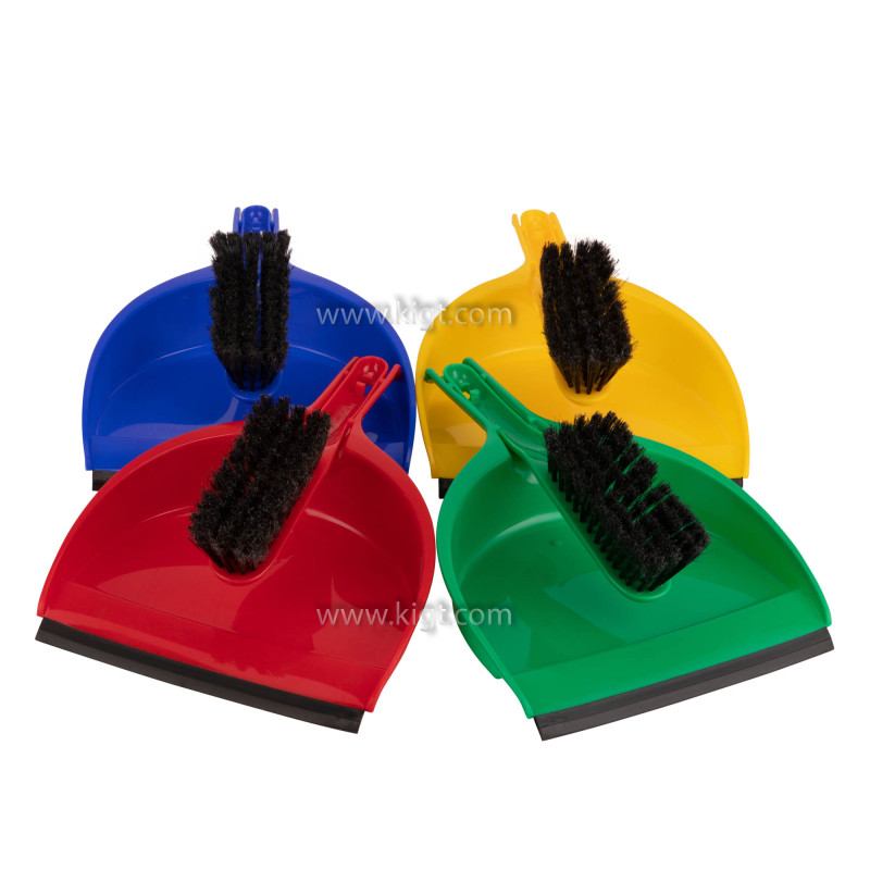 Dust pan set with rubber