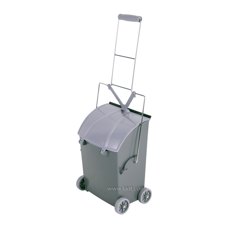 Pocker -4 Grey Dust Pan 15 Ltr With 4 Wheel  And  Grey Cover