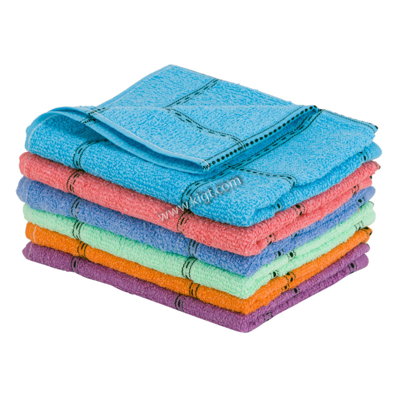 Check Towel with stitched edge 70%cotton & 30%polyester