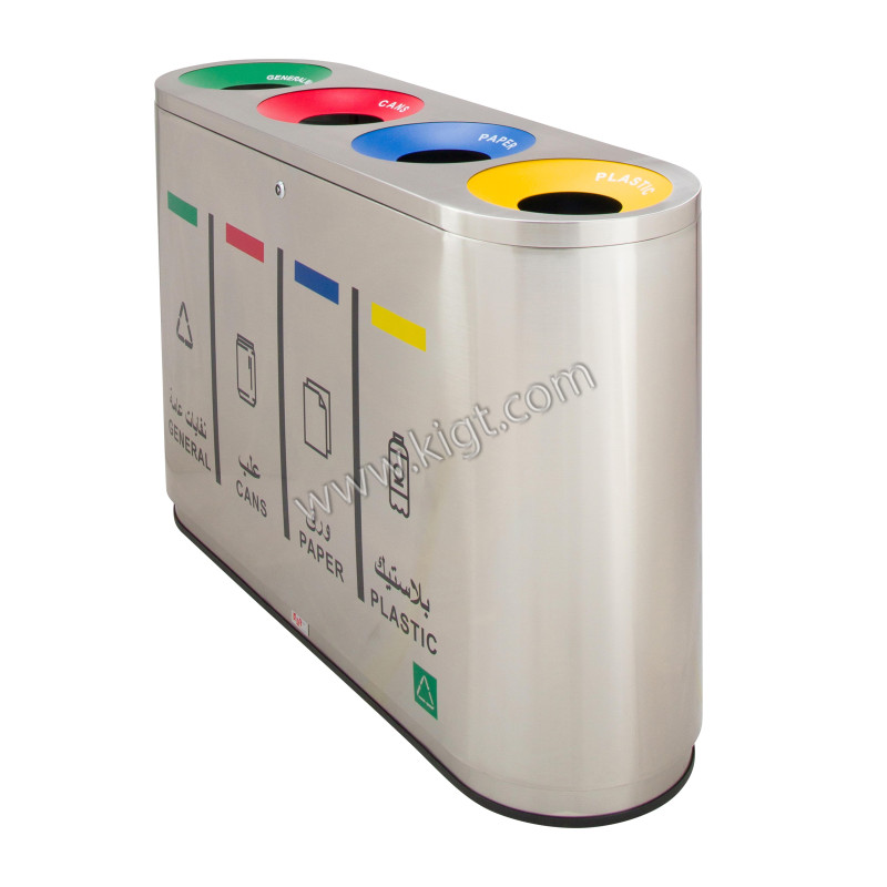 Recycle Bin Steel 4 Top Round