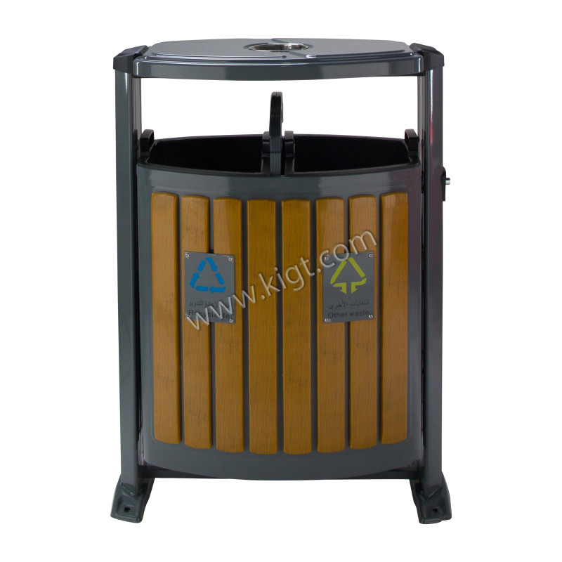 Recycle Bin for road metal with wood