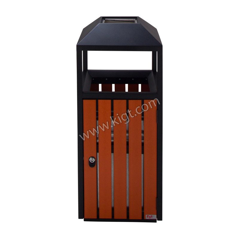 Recycle Bin for road metal with wood Square with 40 LTR Bucket
