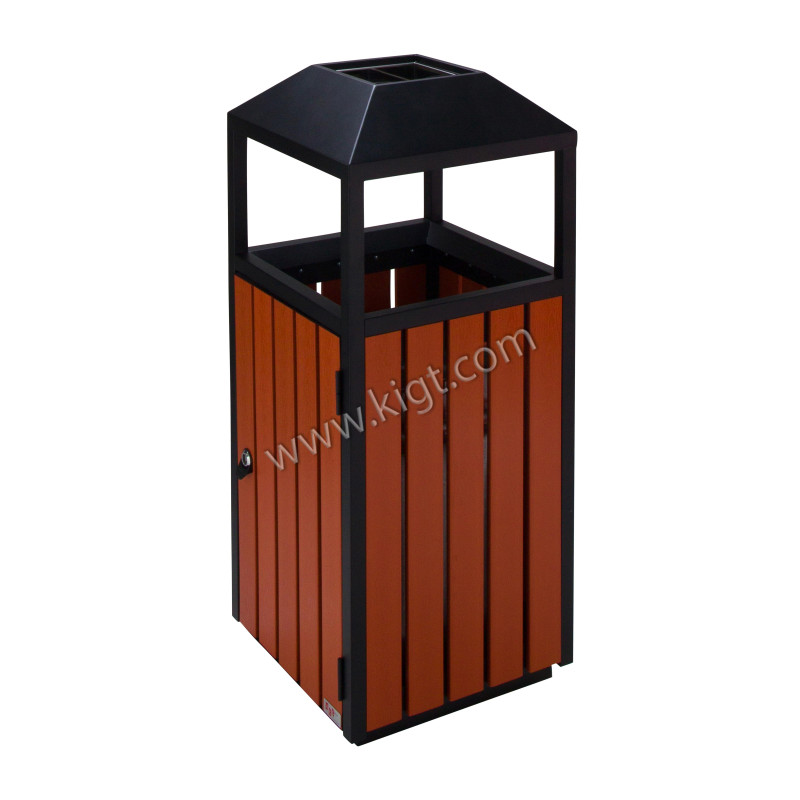 Recycle Bin for road metal with wood Square with 40 LTR Bucket