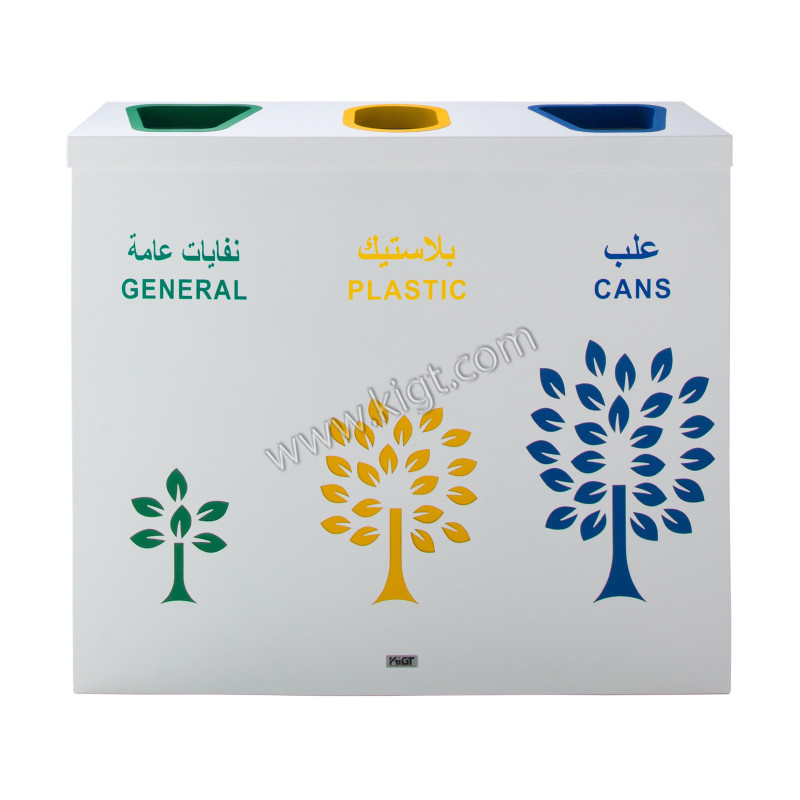 Recycle Bins Steel with Galvanized inner 3 White color