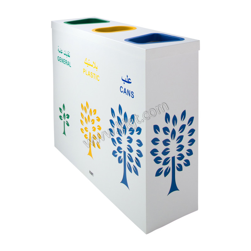 Recycle Bins Steel with Galvanized inner 3 White color