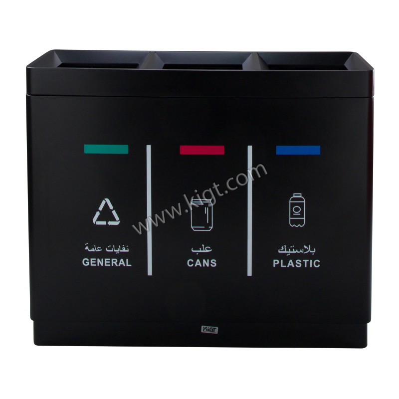 Recycle Bin Steel 3 Open top New Model Black Color