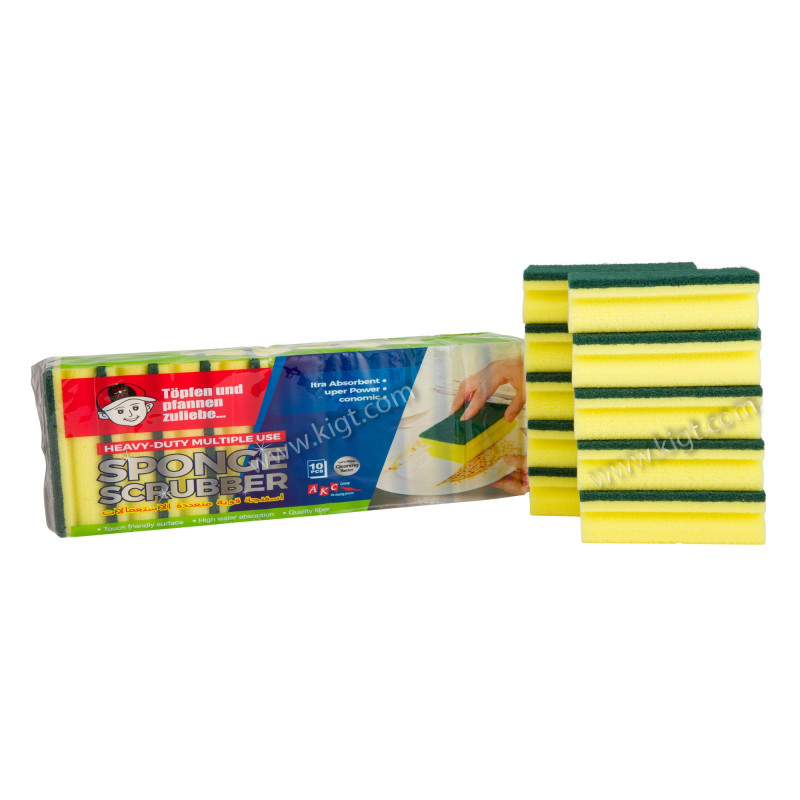 Sponge With Scourer (10 Pcs )