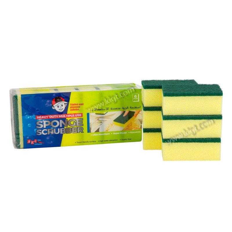 Spong With Scrubber ( 6 Pcs )