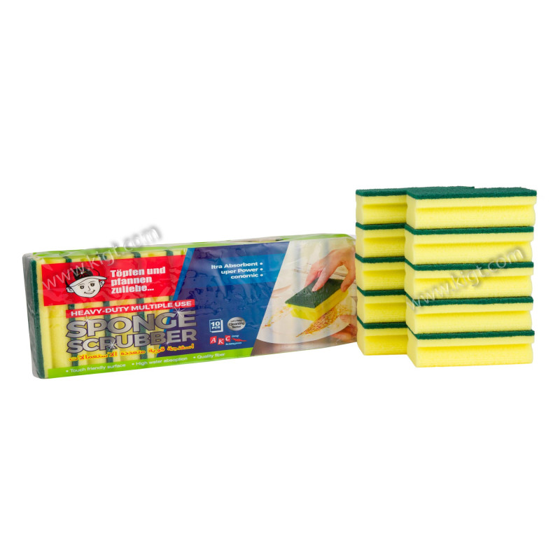 Sponge With Scourer  (10 Pcs ) Medium Quality