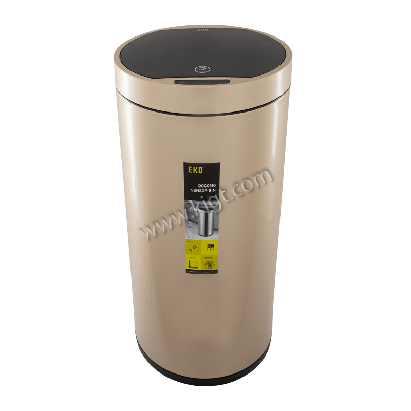 35 L  Sensor trash can brushed fingerprint proof round  1x1 Ps