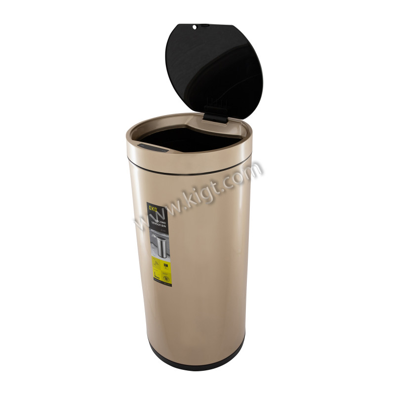 35 L  Sensor trash can brushed fingerprint proof round  1x1 Ps