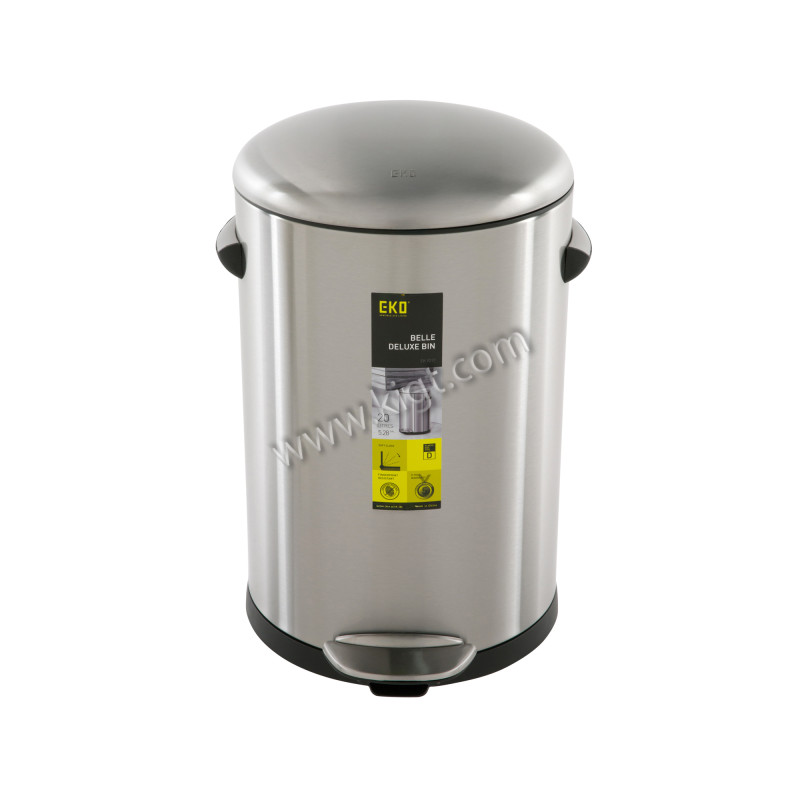 EKO-Pedal Bin 20 L brushed fingerprint proof round  1x2 Pcs