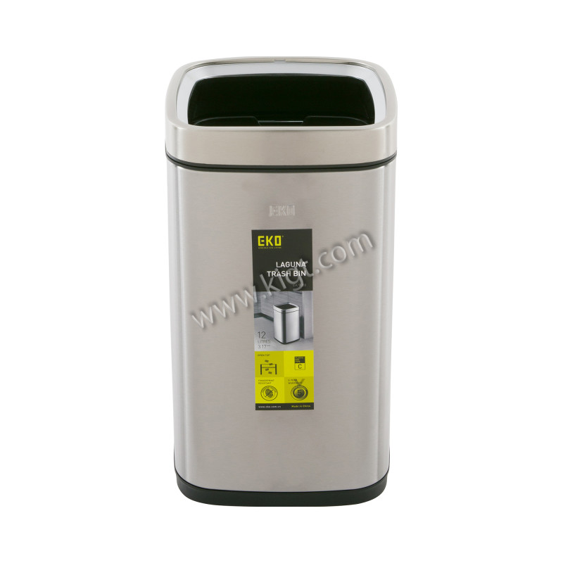 12L open top trash bin, fingerprint proof,  1x2 pcs