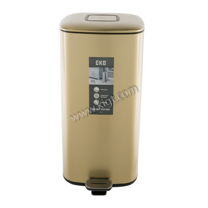 32 L square step bin  soft closed  Gold coating  1x1 Ps