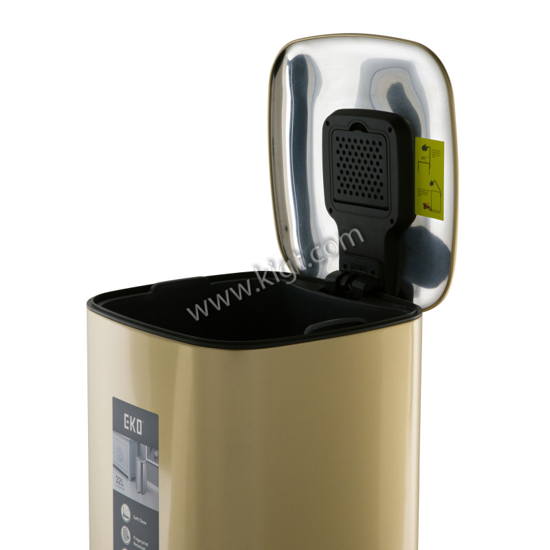 32 L square step bin  soft closed  Gold coating  1x1 Ps