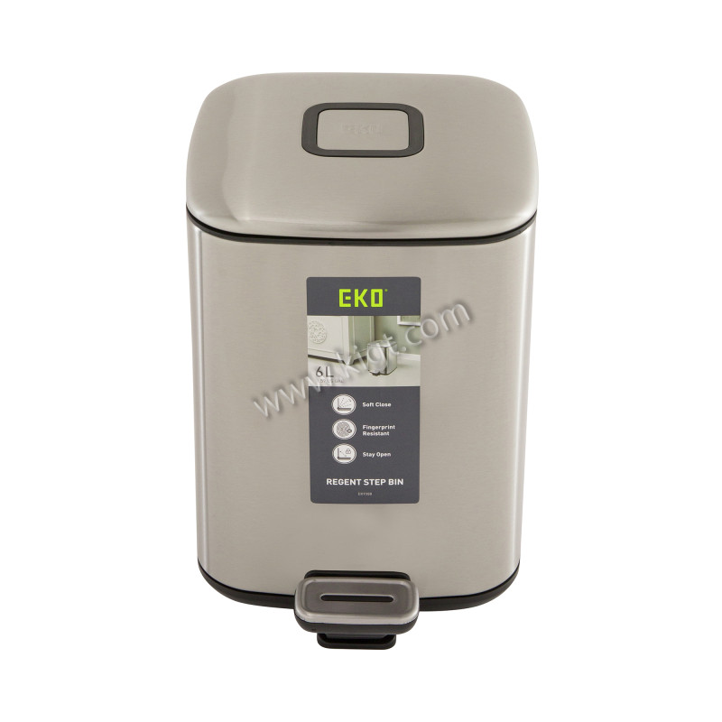 6L Square Step Bin  Soft Closed   1x4 Pcs