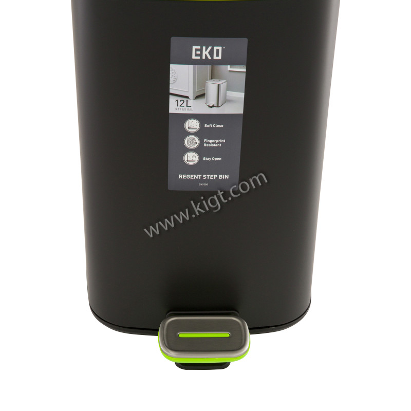 12 L Regent  Step Bin  Soft Closed  Matt Black  1x2 Pcs