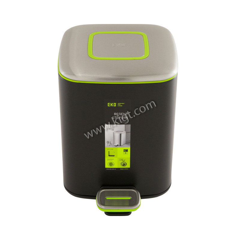 9 L Regent  Step Bin  Soft Closed  Matt Black  1x2 Pcs