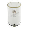 12 L Round Step Bin, Lid & Bod Powder Coated in Matt White steel, soft close lid black PP liner
