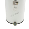 12 L Round Step Bin, Lid & Bod Powder Coated in Matt White steel, soft close lid black PP liner