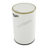 12 L Round Step Bin, Lid & Bod Powder Coated in Matt White steel, soft close lid black PP liner