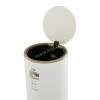 12 L Round Step Bin, Lid & Bod Powder Coated in Matt White steel, soft close lid black PP liner