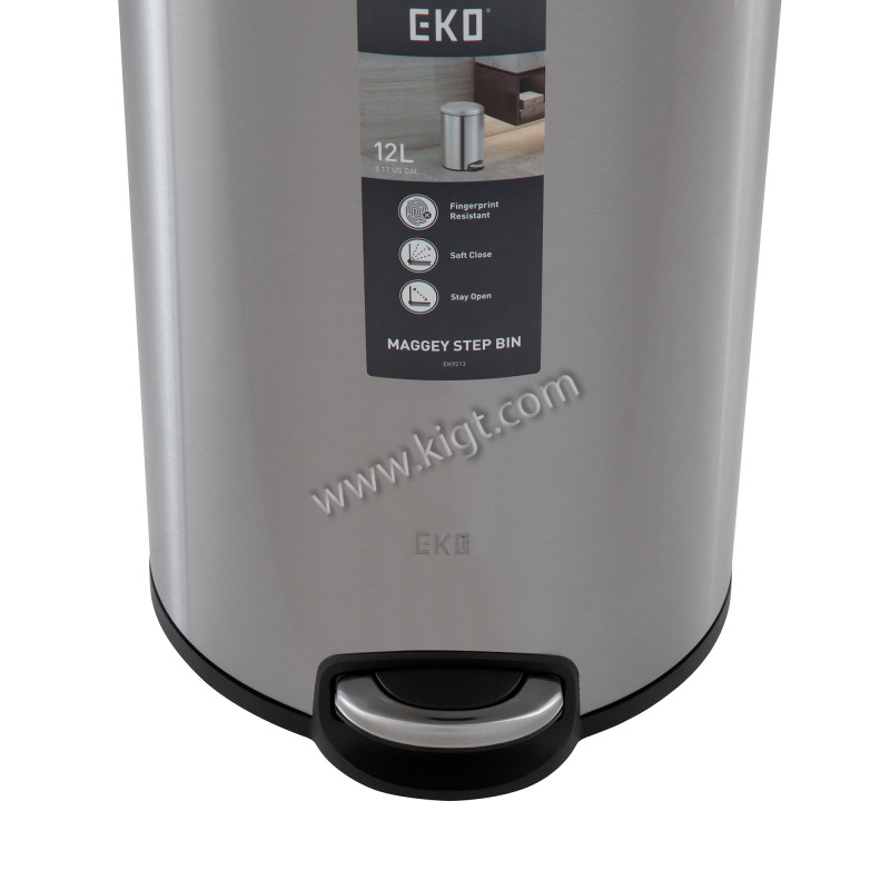 EKO 12 L Soft Close S/S Step bin brushed fingerprint proof finish