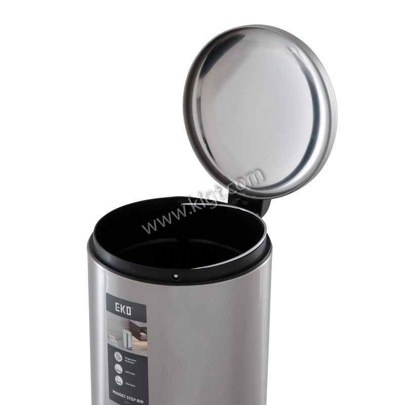 EKO 12 L Soft Close S/S Step bin brushed fingerprint proof finish