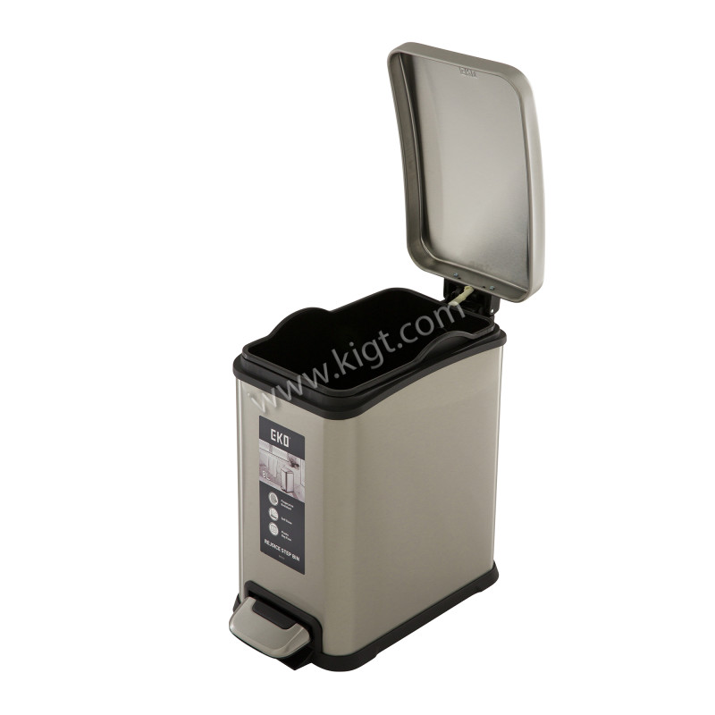 8L "EKO" BRAND step bin, brushed fingerprint proof stainless steel