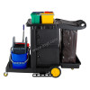 Janitor Cart with mop wringer + doors + buckets 4 ltr Black Color