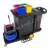 Janitor Cart with mop wringer + doors + buckets 4 ltr Black Color