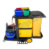 Janitor Cart with mop wringer + doors + buckets 4 ltr Black Color