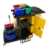 Janitor Cart with mop wringer + doors + buckets 4 ltr Black Color