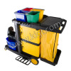 Janitor Cart with mop wringer + doors + buckets 4 ltr Black Color